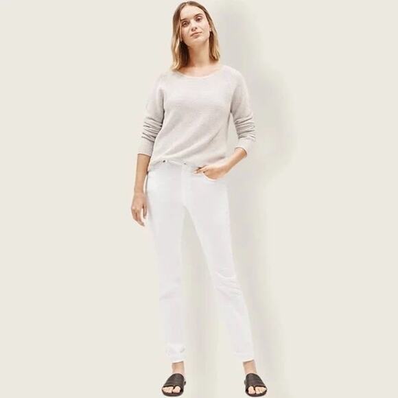 Eileen Fisher Organic Cotton Straight Leg Jeans White 2P White Jeans - Picture 1 of 8
